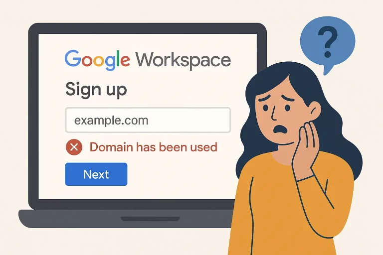 Google Workspace 注册提示域名已被使用