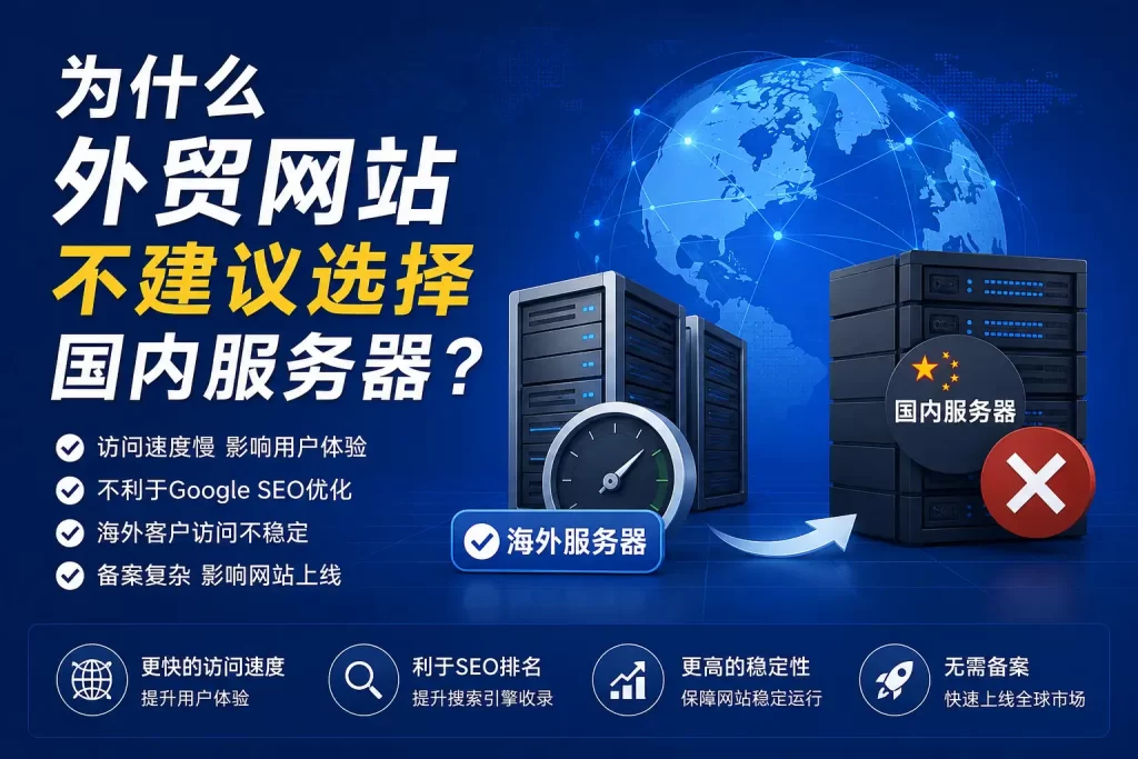 为什么外贸网站不建议选择国内服务器? 1 外贸网站选择国外服务器的理由