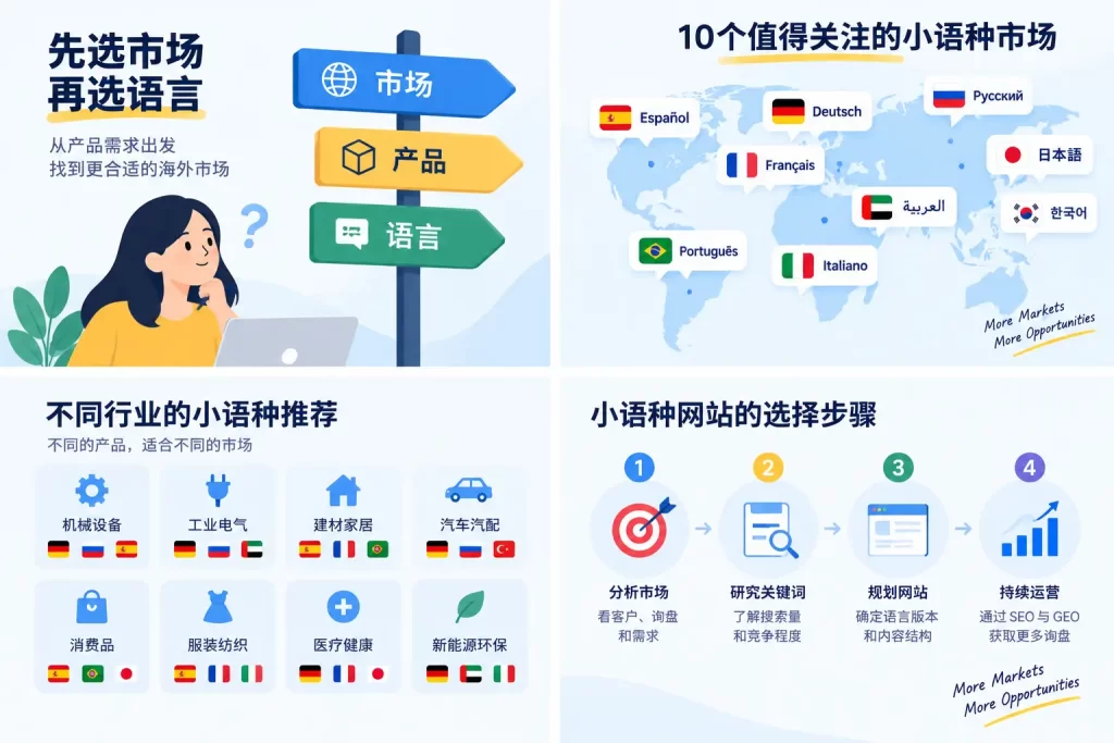 外贸独立站做哪些小语种比较好?10个值得关注的海外市场分析 1 外贸独立站小语种市场选择与多语言网站SEO优化分析